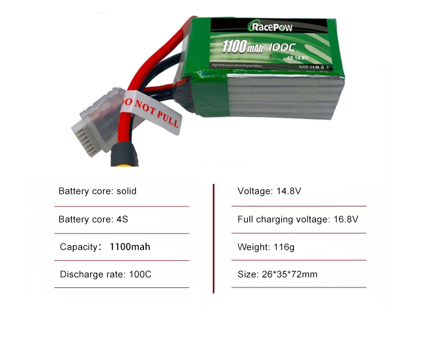 FPV drone battery 4S 1000MAH 100c with XT60 plug