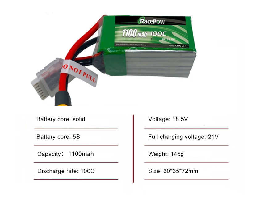 FPV drone battery 5S 1000MAH 100c with XT60 plug