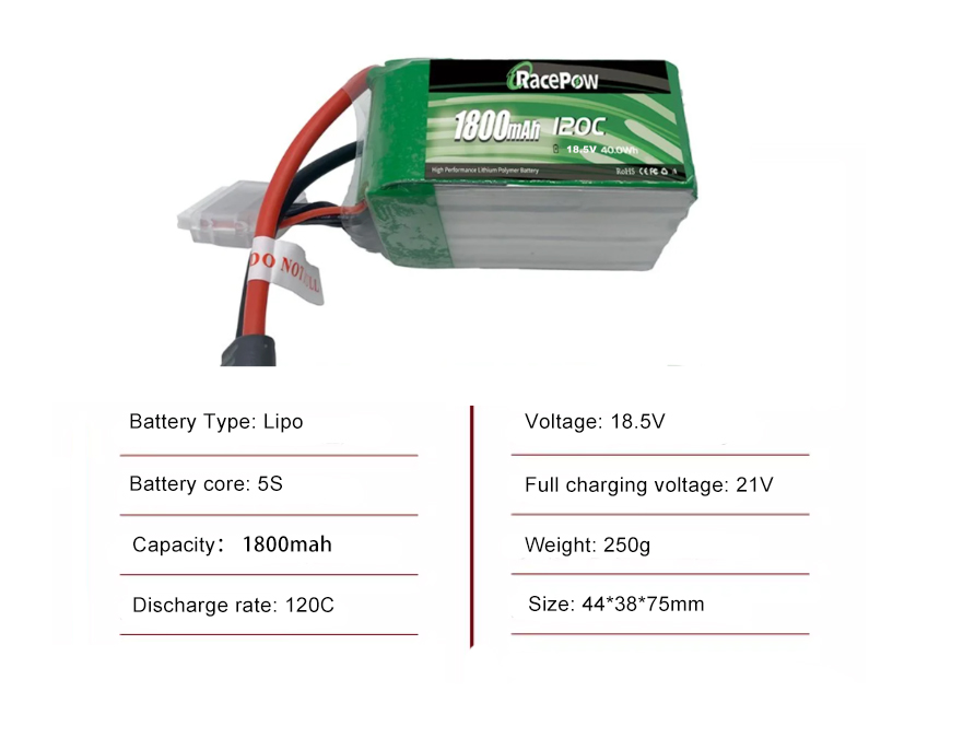 FPV drone battery 5S 1800mah 120C with XT60 plug