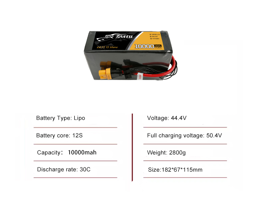 Tattu Drone Battery 12S 10000mAh 30C with AS150U Plug