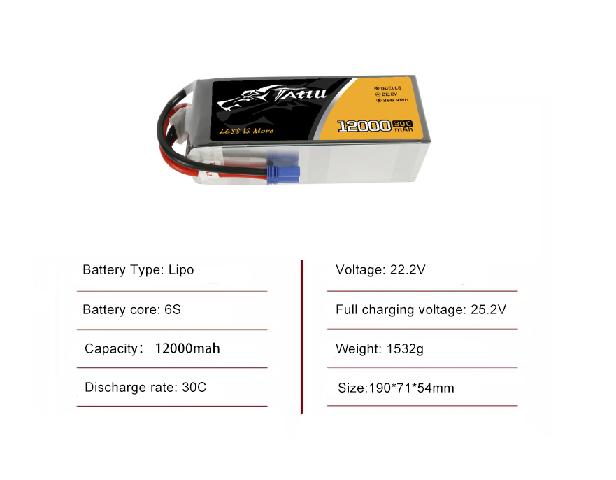 Tattu G-Tech Drone Battery 6S 12000mAh 30C with EC5 plug